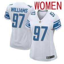 Women Detroit Lions #97 Nick Williams Nike White Game NFL Jersey->women nfl jersey->Women Jersey